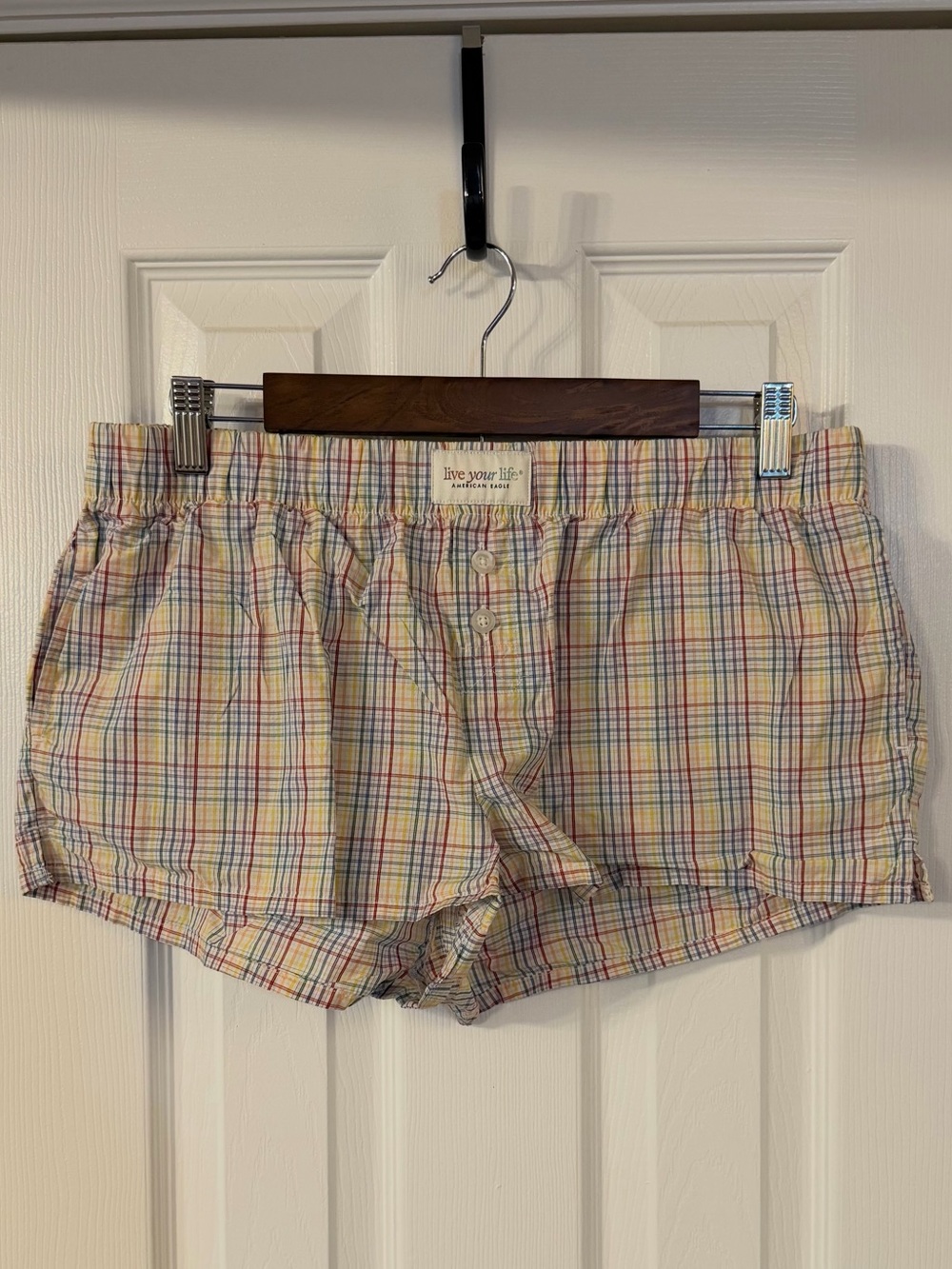American Eagle Pride Rainbow Plaid Boxer Pajama Shorts Size M